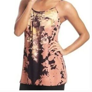 CABI Shadow Leaf Floral Cami Brown Pink Taupe Sz L #553 EUC